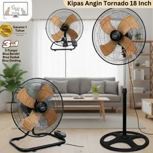 (COD) Kipas Jumbo Tornado Besi 3in1 Angin Kencang Hemat Daya Kipas Garansi Berdiri Duduk Dinding 18inch