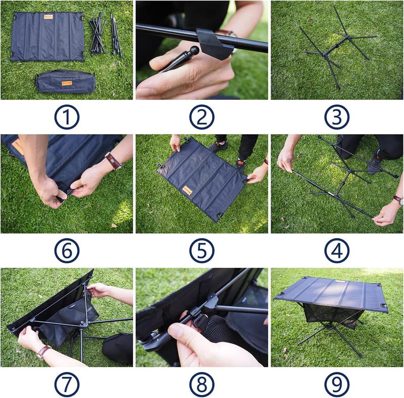 NACETURE Ultralight Backpacking Table - Collapsible Camping Table with Storage Mesh for Camping Gear Accessories, Hiking, Mountaineering, Outdoor Travel 1