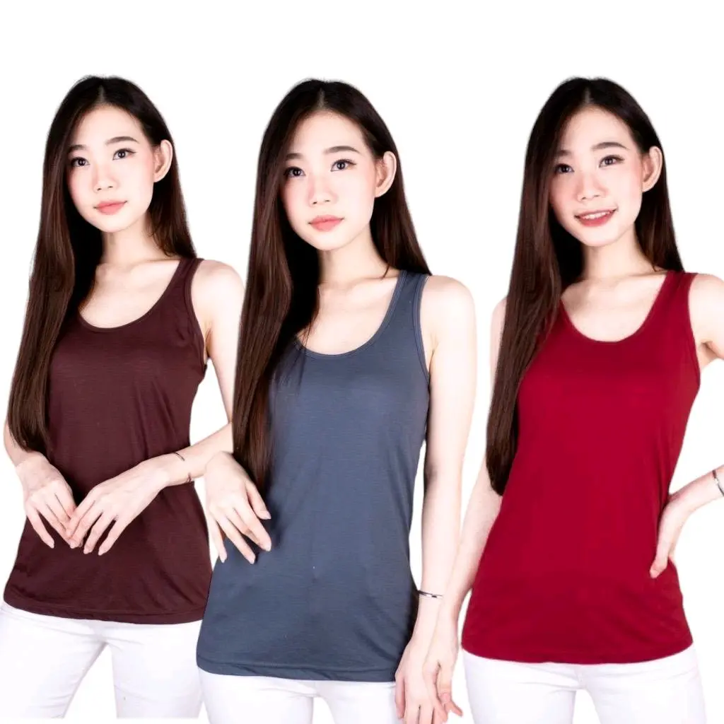 ￼6pcs Tank top Singlet Korea Wanita Tali Besar dan Tali kecil Dewasa / Singlet perempuan Remaja Terbaru polos size standar dan jumbo Atasan Cewek