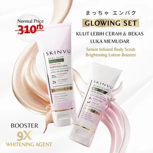 SKINVU WHITENING Glowing Set Bodycare - Body Scrub (Lulur Pemutih) & Lotion Booster (Serum Infused)