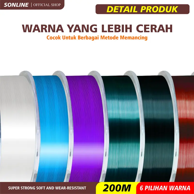 SONLINE Tali Pancing Nilon GERMANY Fishing Line 200m Joran Umpan Reel 7