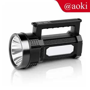 AOKI Senter LED Super Terang 60W/100W | Lampu Emergency Rechargeable | Baterai 8000mAh/10000mAh | USB Type-C | 2-in-1 Senter & Lampu Samping