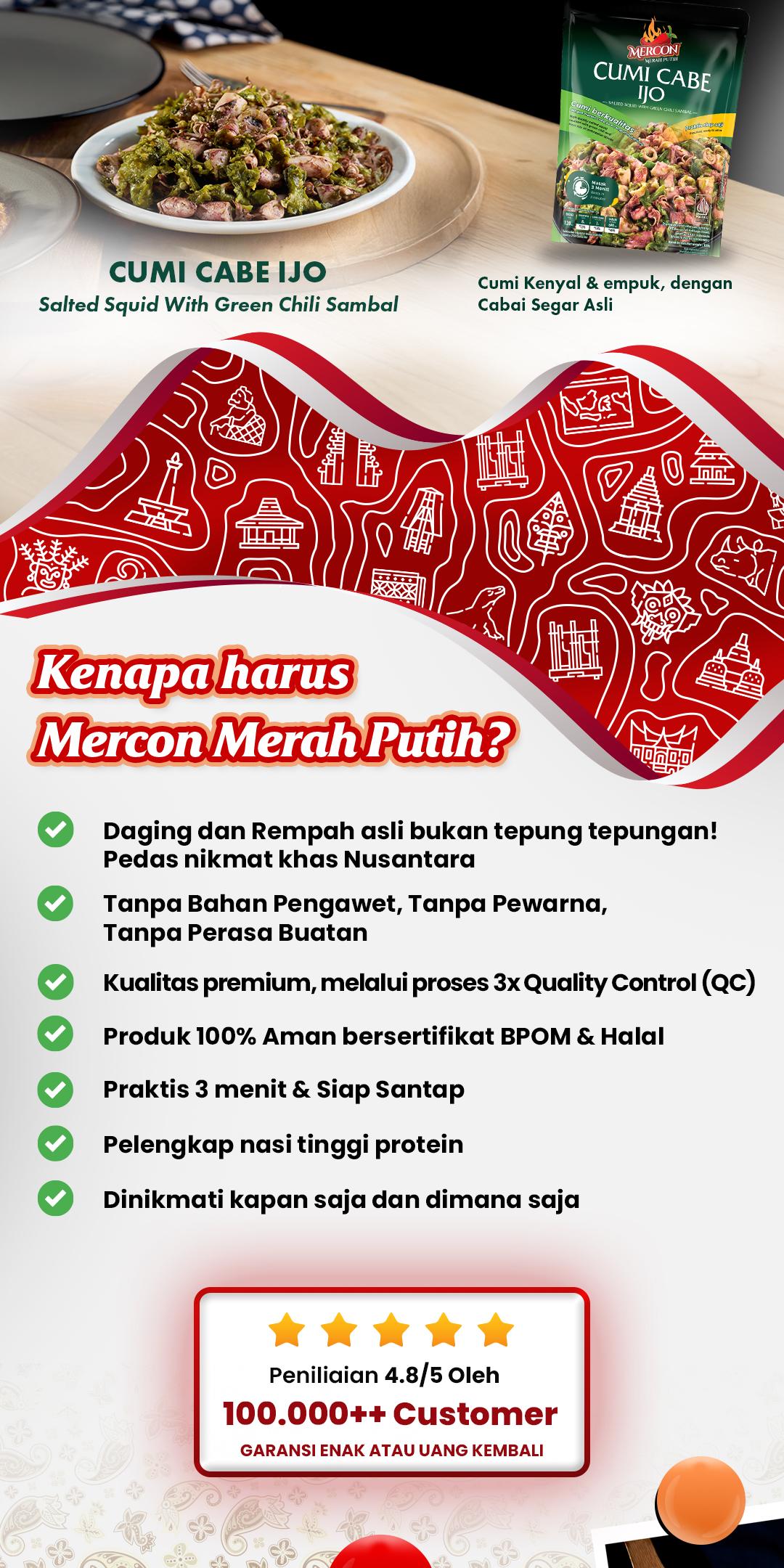 - Mercon Merah Putih - Set Trio Mercon || Oseng Mercon Daging + Cakalang + Cumi Cabe Ijo [Subsidi Extra]
