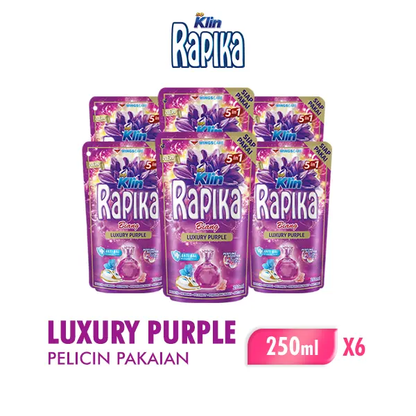 Rapika Biang Pewangi Pakaian Luxury Purple Pouch 250ml x6