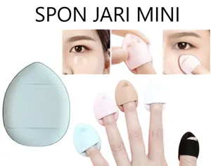 Spon Jari Mini / Mini Finger Sponge Puff Make up Cushion Bedak Foundation / Cream / Krim / Sunscreen Warna Random Harga terbaik