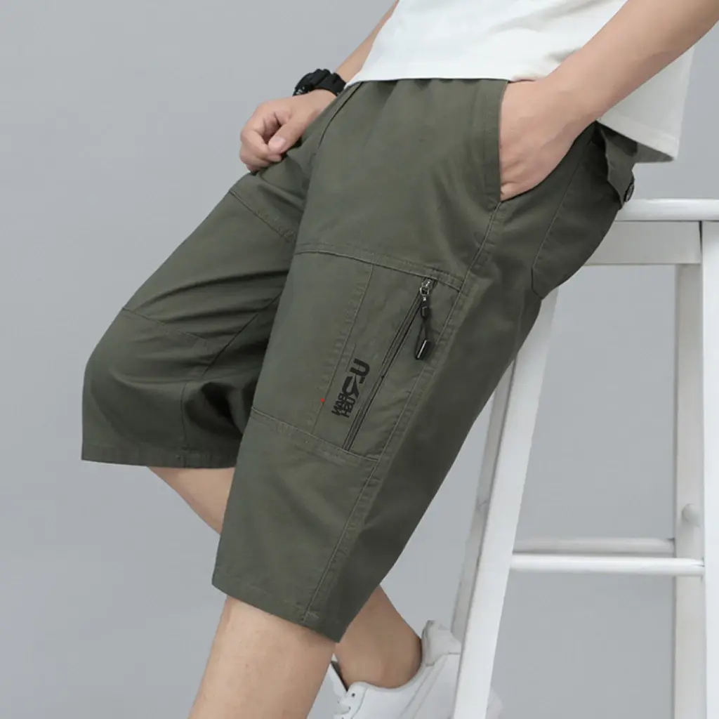 Garvelo Knitify Celana Pendek Cargo Cowok Kualitas Distro Bahan Katun Ripstop Model Keren Warna Hitam dan Abu