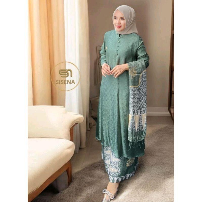 One Set Batik Bundo Kanduang| Batik Sutra Doby| Set Selendan Tenun 1