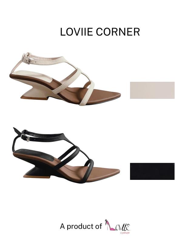 LOVIIECORNER - GIÀY SANDAL CAO GÓT NỮ MŨI NHỌN - SANDAL CAO GÓT 3 QUAI MẢNH NGANG DỌC - GUỐC NỮ THỜI TRANG HỞ HẬU CÀI GÓT LOE KHUYẾT 5 PHÂN - GG250513 - G250823