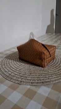 Product Review of 1pcs Weave Leather Tissue Box Chic Portable Car Paper Holder ins Decorative Restaurant Hotel Napkin Dispenser Home Office from a**0 0