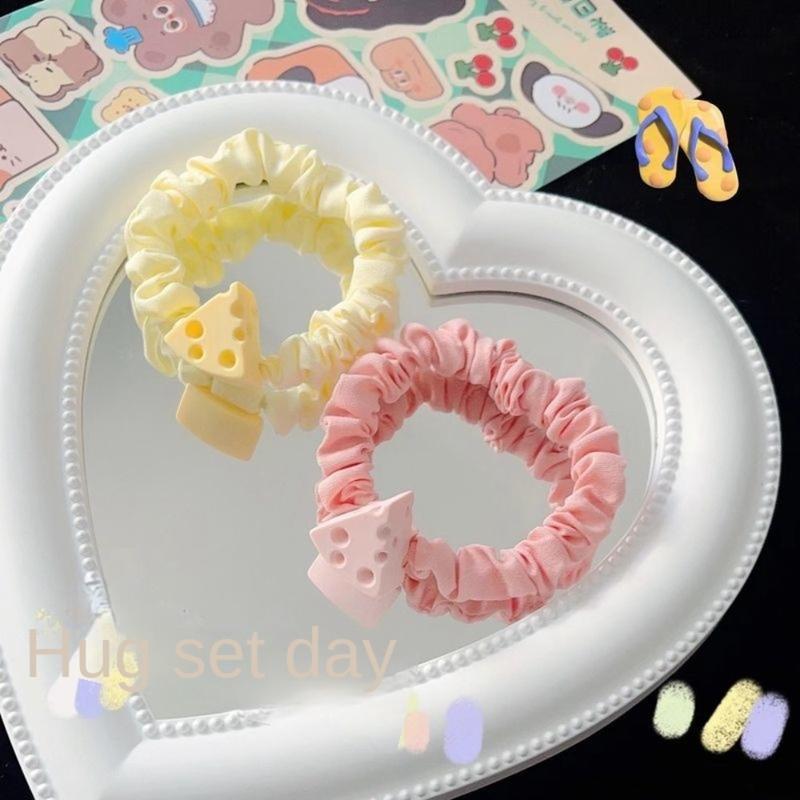 New Cheese Heart Wrinkle Hair Band Candy Color High Elastic Bow Headband Little Fresh No Harm Sweet Hair Rope Children Headdress 5