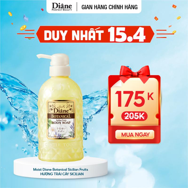 Sữa Tắm Dưỡng Ẩm Cho Da Nhạy Cảm, Da Khô Moist Diane Botanical Sicilian Fruits, Hương Trái Cây 500ml