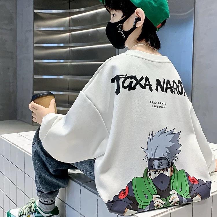   23-60KG  ÁO NỈ SWEATER THU ĐÔNG DÀI TAY CHO BÉ TRAI IN HOẠ TIẾT NARUTO PHONG CÁCH ÁO NỈ DÀY SIZE ĐẠI 
