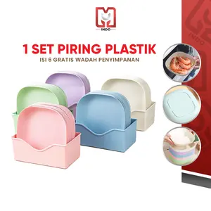 TT MUI 1 Set Piring Plastik Mini Buah/Snack/Piring Serbaguna dengan Wadah Kecil L11 - Kitchenware
