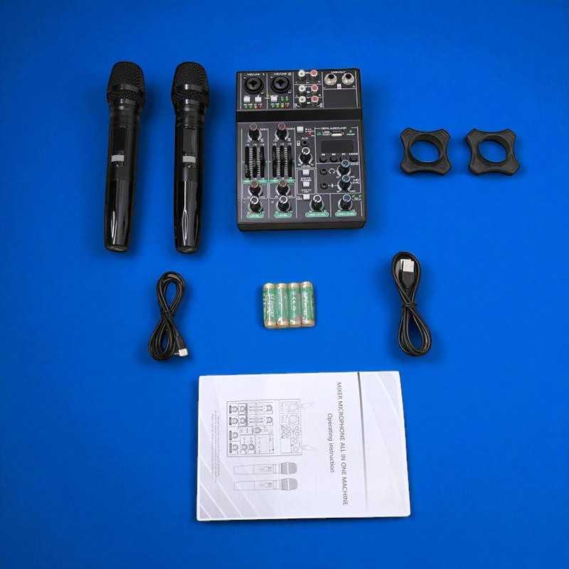DGNOG Audio Mixer Console 5 Channel Bluetooth with 2 Microphone - R4-PRO