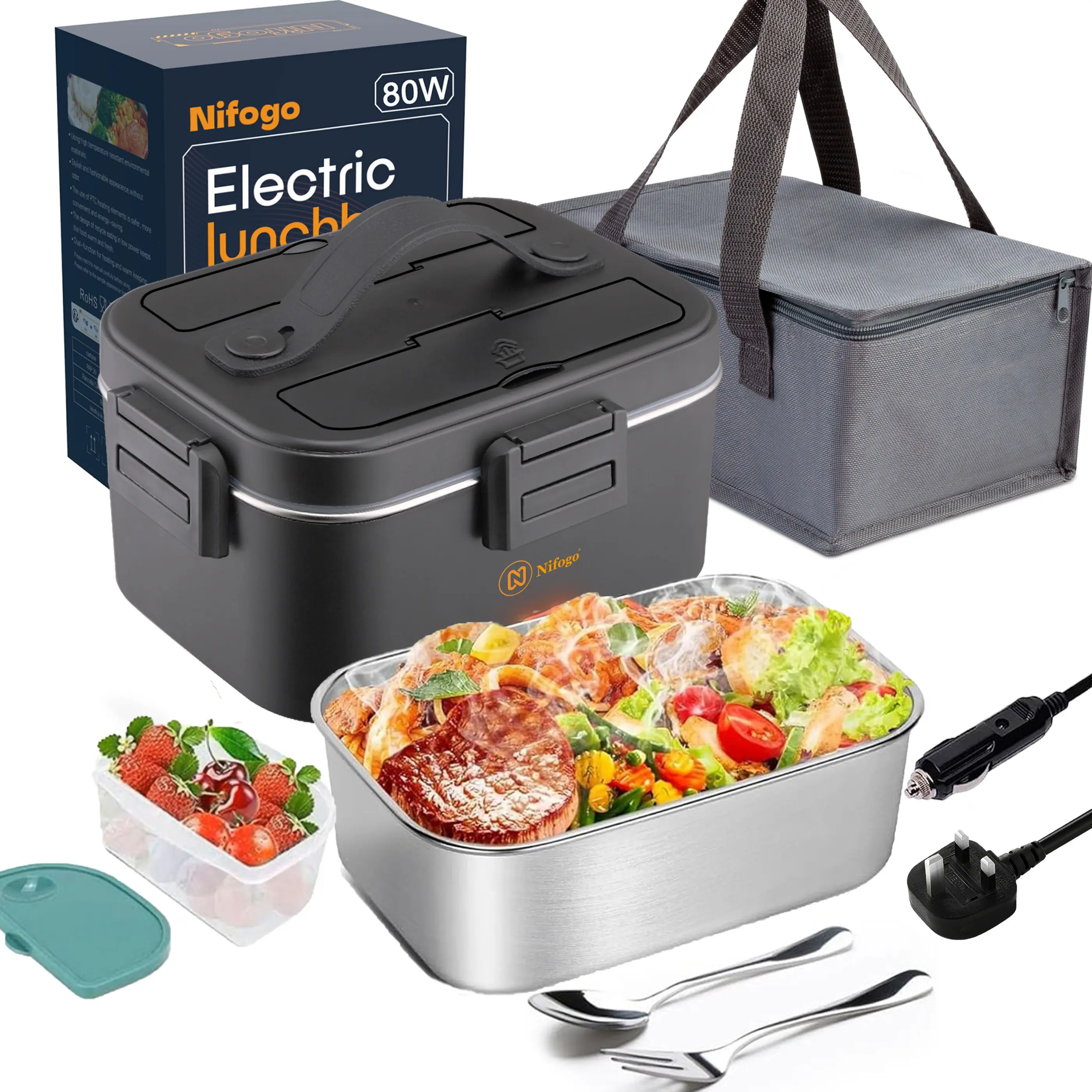 Electric Lunch Box for Adults Heatable Lunchbox 1.5L /1.8L，3 in 1 Lunch Box Warmer Portable for Work Heated Lunch Box Food Heater for Car/Truck/Office/Fast Heating, Leakproof, Portable, BPA Free