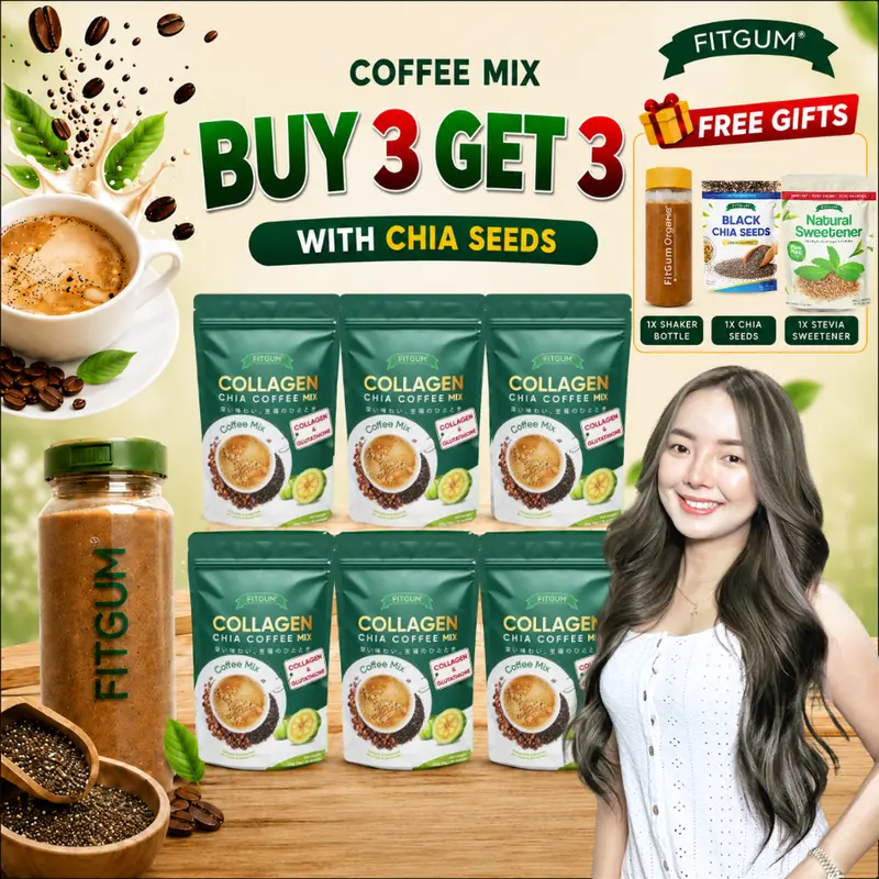 glutathione coffee benefits Fitgum Collagen Chia Coffee is an 11-in-1 functional beverage designed for  weight management and skin enhancement, combining collagen, chia seeds, and  glutathione to boost energy, promote satiety, and improve skin elasticity.  It main image 1