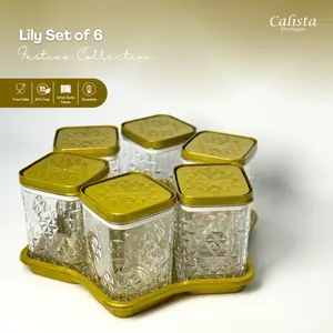 CALISTA LILY SET 6 | Toples Calista Lily 1000ML  | Toples Akrilik Serbaguna | Toples Lebaran