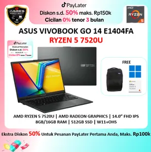Asus Vivobook Go 14 E1404FA Ryzen 5 7520U 16GB 512GB Win 11 +Office 14.0" FHD IPS