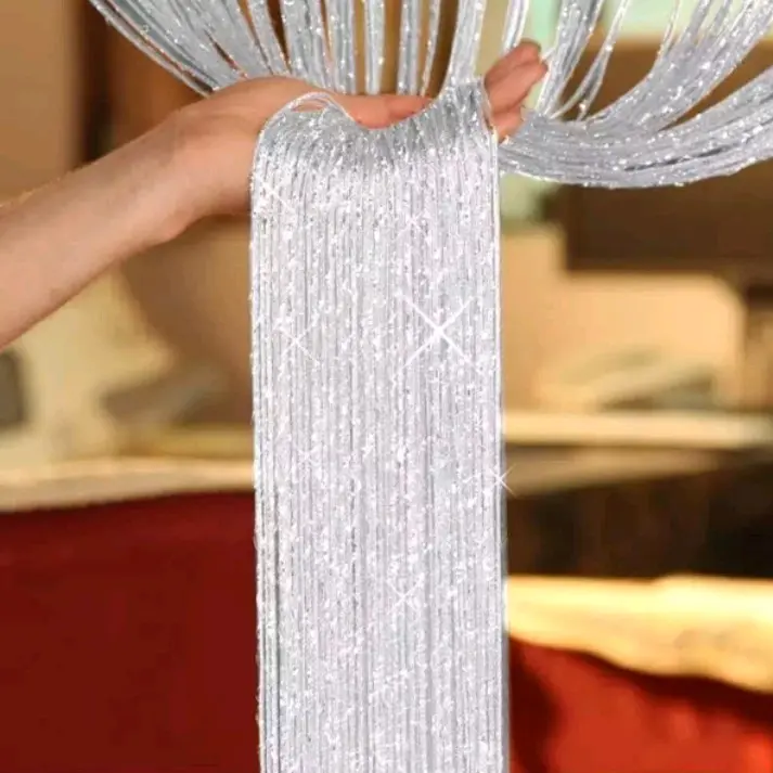 Tirai Glitter dekorasi warna putih 100x200cm 0