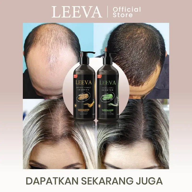 Leeva Shampoo Menghitamkan Rambut Uban Dengan Ekstrak Urang-Aring menutrisi rambut secara organik Organic Normal Melebatkan 250ml 3
