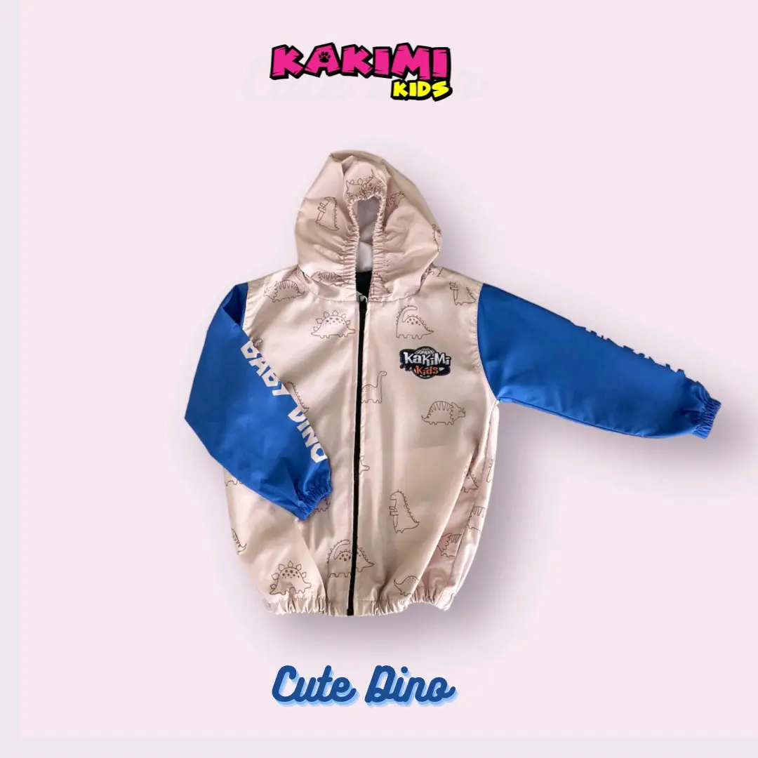 JAKET PARASUT ANAK MOTIF "CUTE DINO" FULLPRINTING