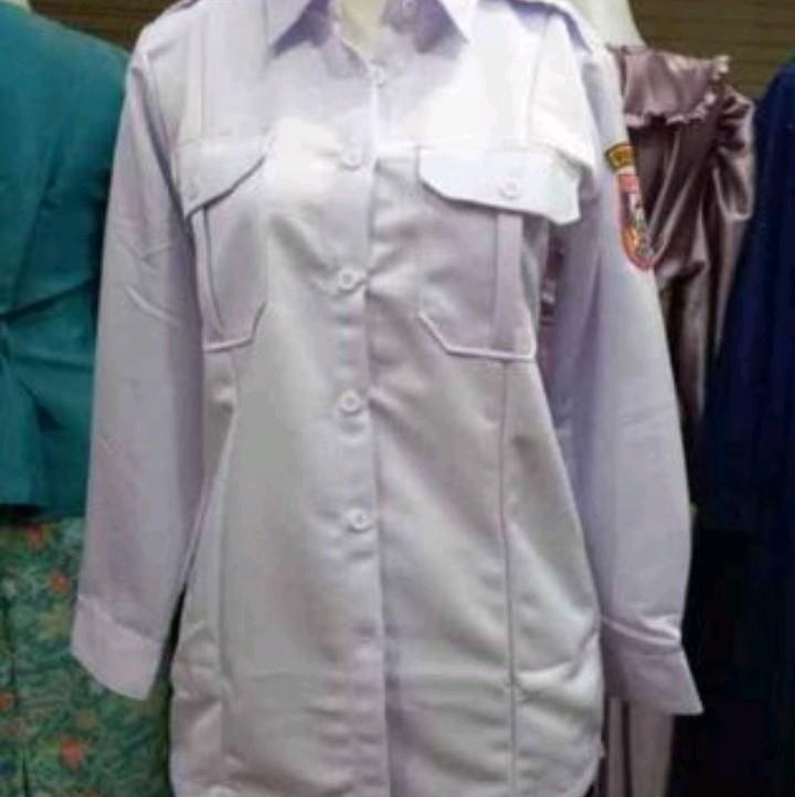 BAJU PDH WANITA KANTONG DADA / PDH PUTIH POLOS / BAJU KERJA 2