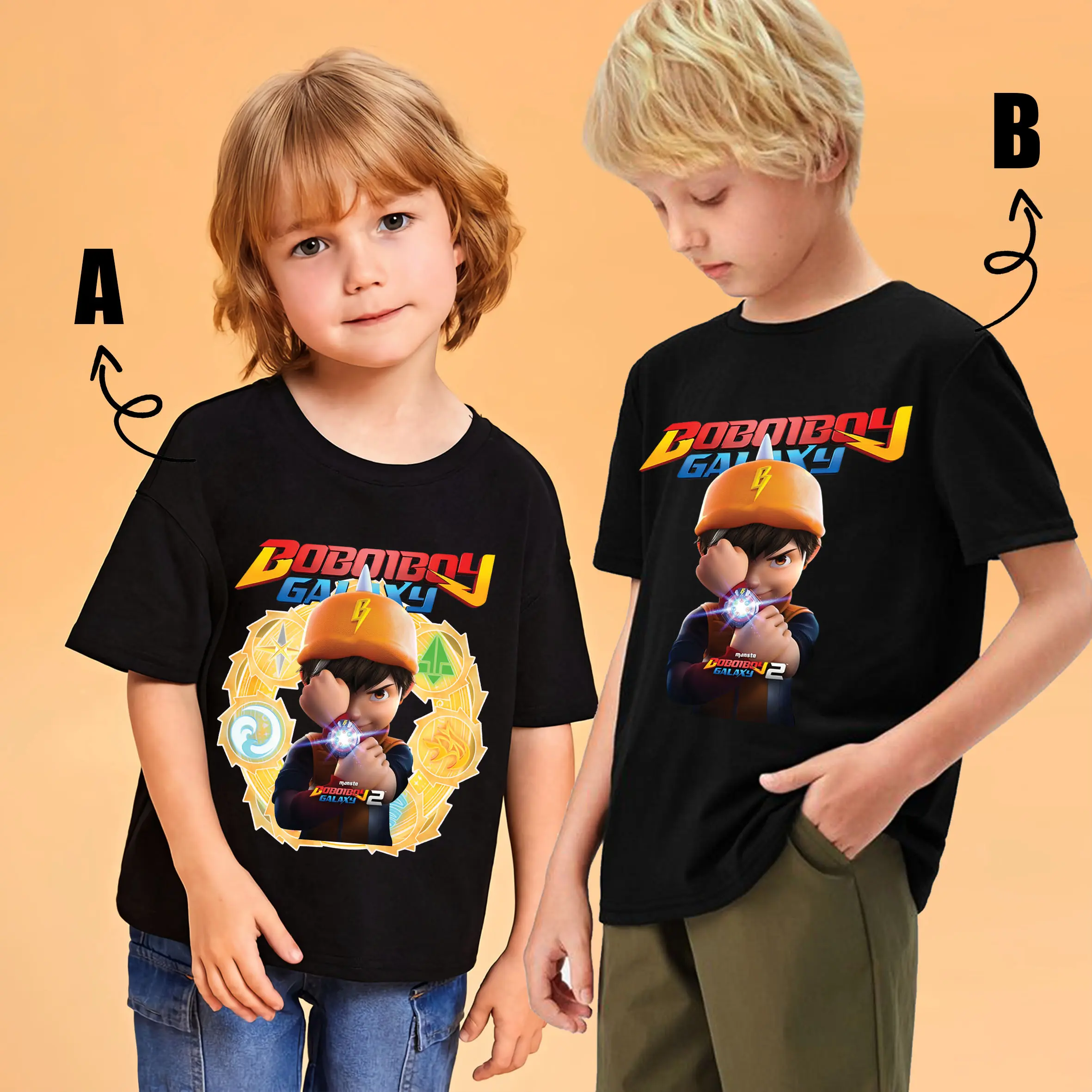 Kaos Anak / kaos Atasan Anak Laki - laki  MOTIF A DAN B Cotton combed   baju pria dan wanita MOTIF Boboib0y Galaxy V3 kaos Boboiboy - kaos anak - kaos murah