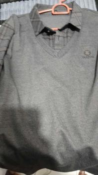 Product Review of Men's silk fabric fake two POLO loose grid solid color casual T-shirt with silk print top Menswear Lingerie from u**r b**u 0