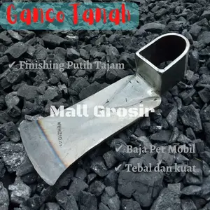 Ganco Tanah Keras Bahan Baja Per Mobil Tebal Super Kuat  - Cangkul Tebal Alat Gali Tanah Kering Padas Finishing Putih Halus