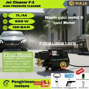Jet Cleaner MAJA F2 Premium Deluxe High Pressure Washer 180Bar 600W – Mesin Cuci Motor Mobil Semprotan Kencang Tekanan Tinggi Portable Alat Pembersih AC Mesin Steam Motor Mobil Hemat Listrik