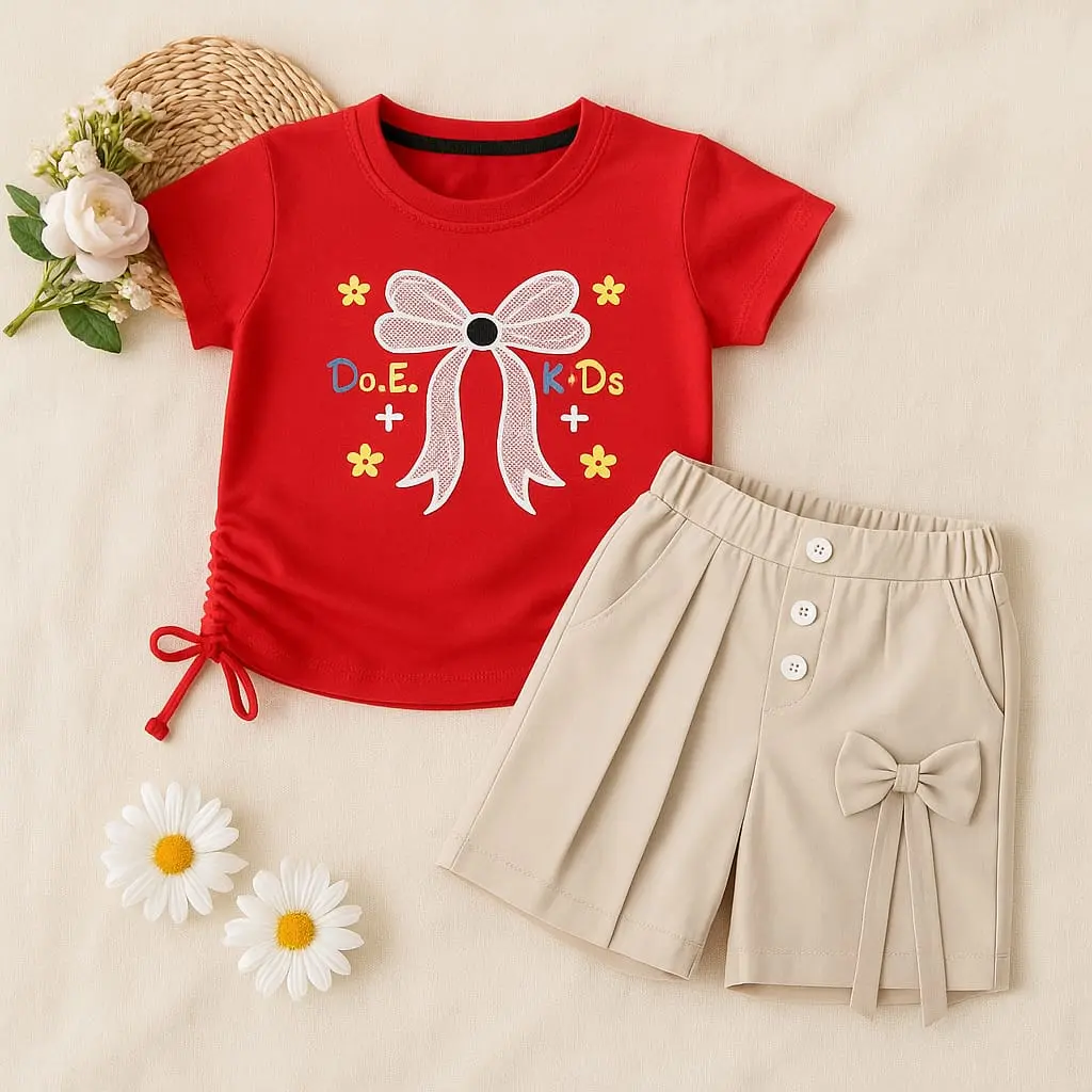BAJU MERAH +ROKCEL  CREAM