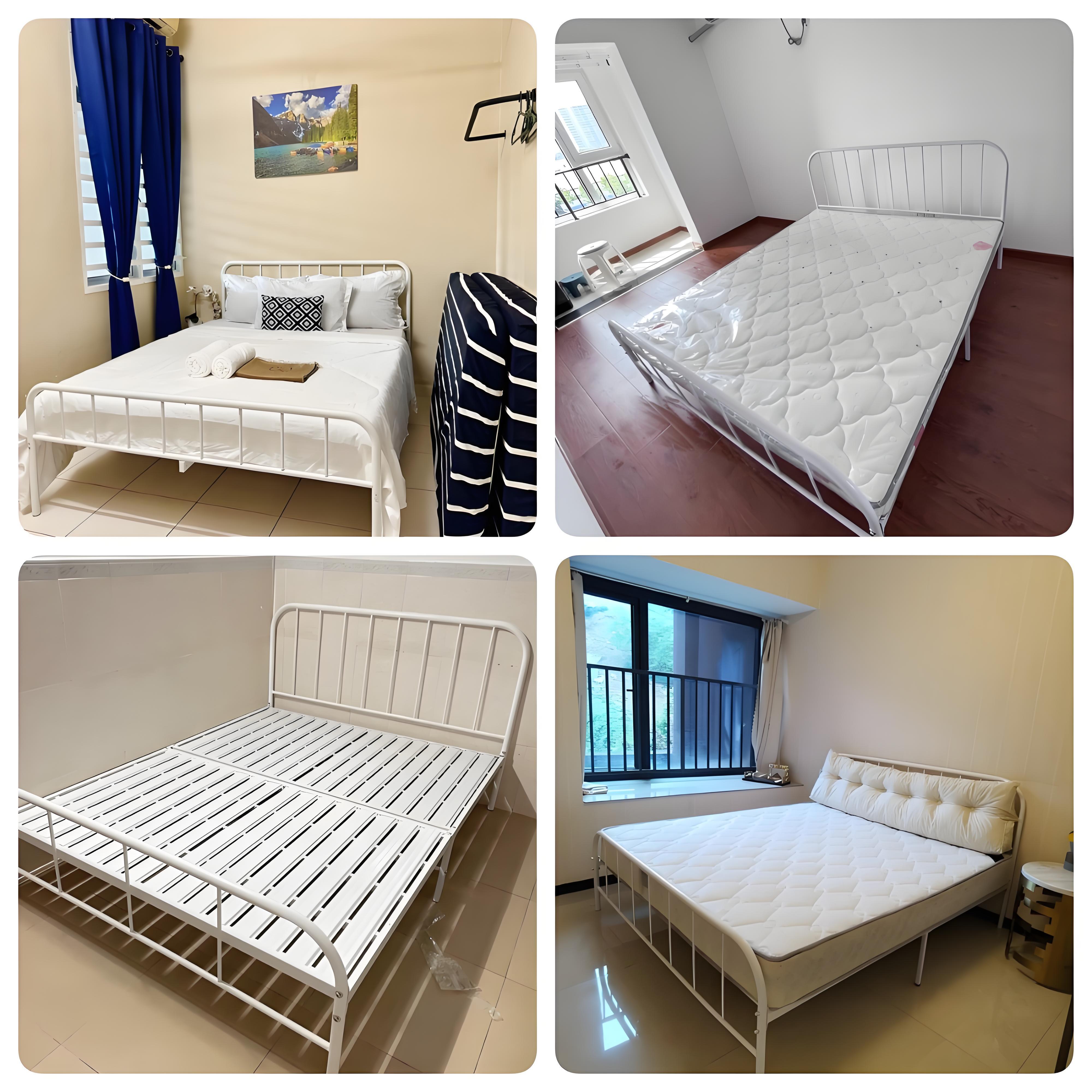 DF-6-Tidur Dipan Divan Besi Dipan Tempat Tidur Ranjang Besi Divan Kasur Tempat Tidur Dipan Tempat Tidur Besi 180cm Berkualitas Tempat Tidur Besi 100/120/160/180cm Tinggi Untuk Dua Orang Rangka  Ranjang Besi Tempat Dipan Besi  【5 tahun garansi】