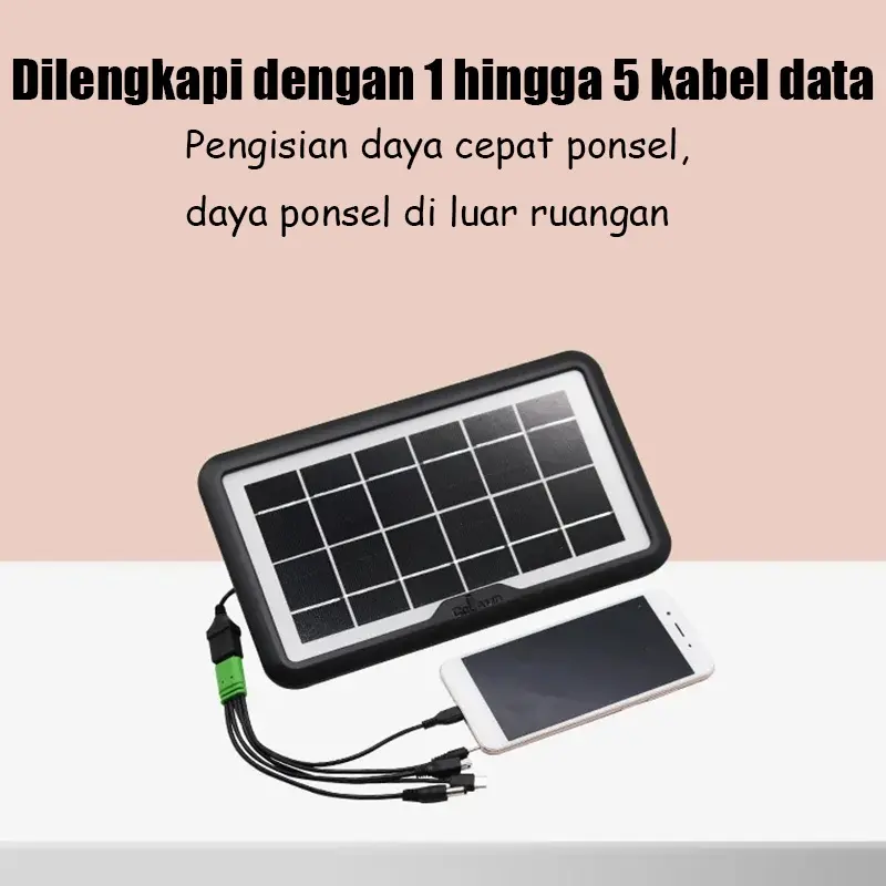 CCLAMP Panel surya  6v3.8w monokristal silikon luar panel fotovoltaik nyaman luar ruangan USB dengan 5 jenis kepala pengisian lampu  tenaga 1