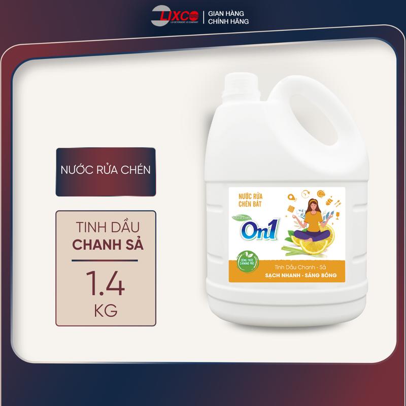 Nước rửa chén On1 1.4kg hương chanh sả - gel rửa bát sạch bóng vết dầu mỡ N5202