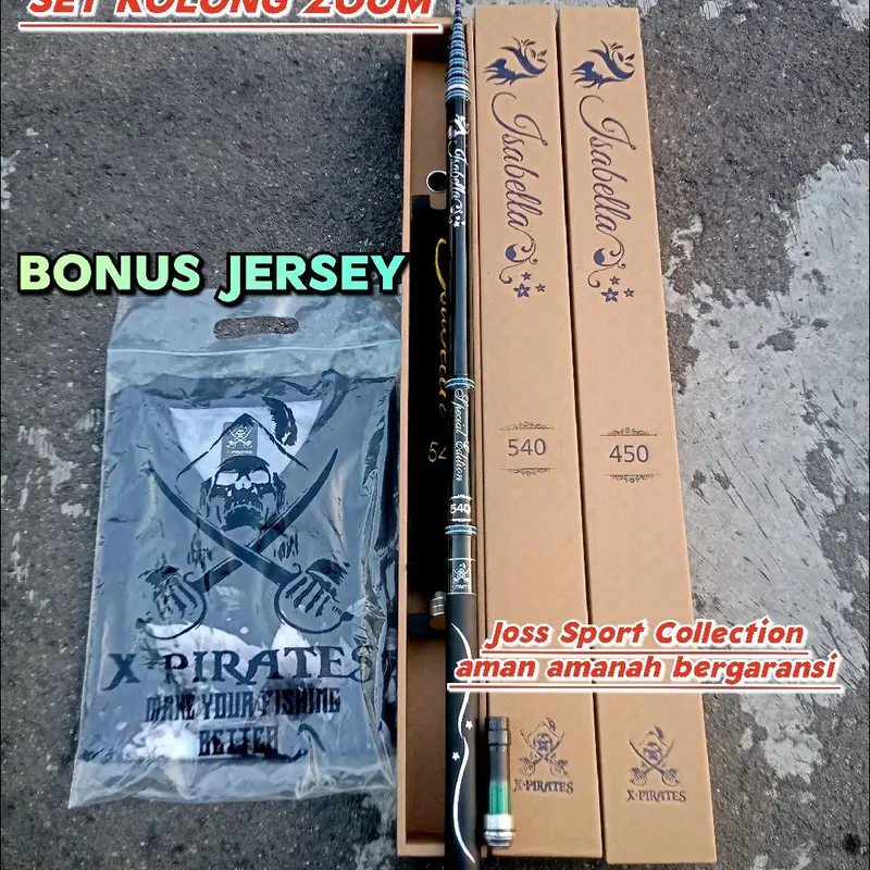 Tegek Kolong Isabella X-Pirates 450/540/610 Carbon Kaku Bonus Jersey Pancing Mancing 4