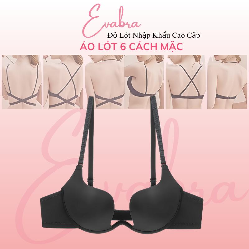 Áo lót mút vừa khoét ngực chữ U thun lạnh tạo khe chữ V tặng kèm dây vải EvaBra - 7K Kem Nữ Voi Voan