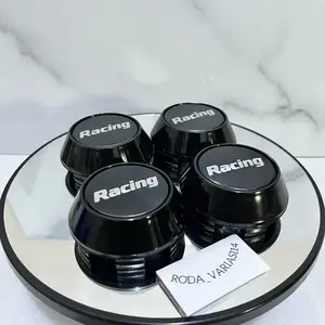 ￼[COD]Dop roda tutup velg racing kerucut hitam motif RACING diameter 6,5cm harga 1set 4roda