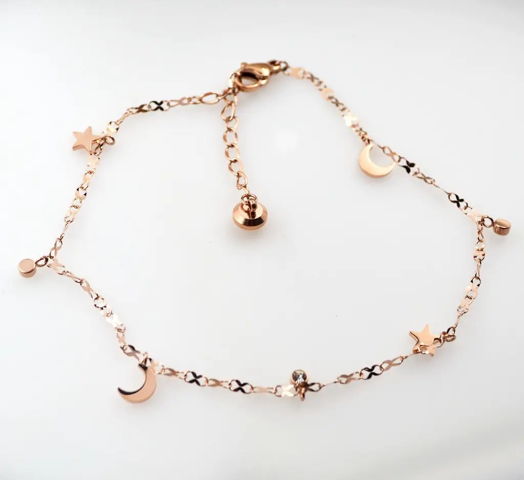 Gelang Kaki rantai titanium 100% anti karat asesoris wanita elegan
