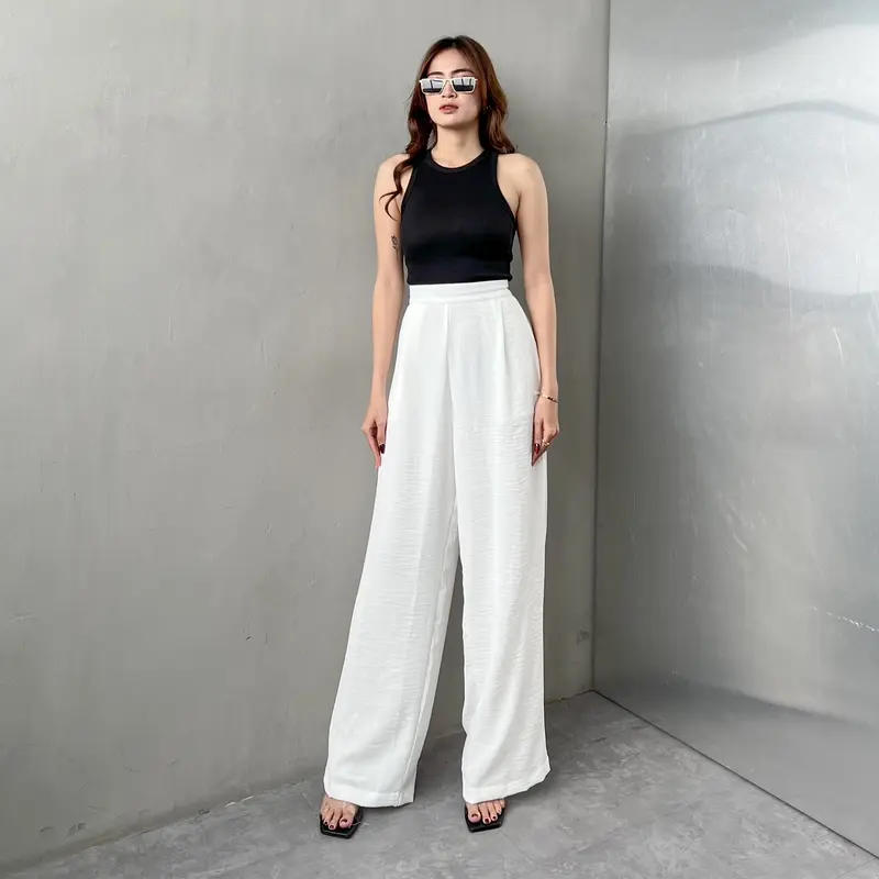 [READY STOCK] Georgios Women l Ely Culottes Pants | Celana Panjang Kulot Wanita Kekinian Bawahan Casual High Waist Dewasa Hitam Loose Airflow Tebal 7