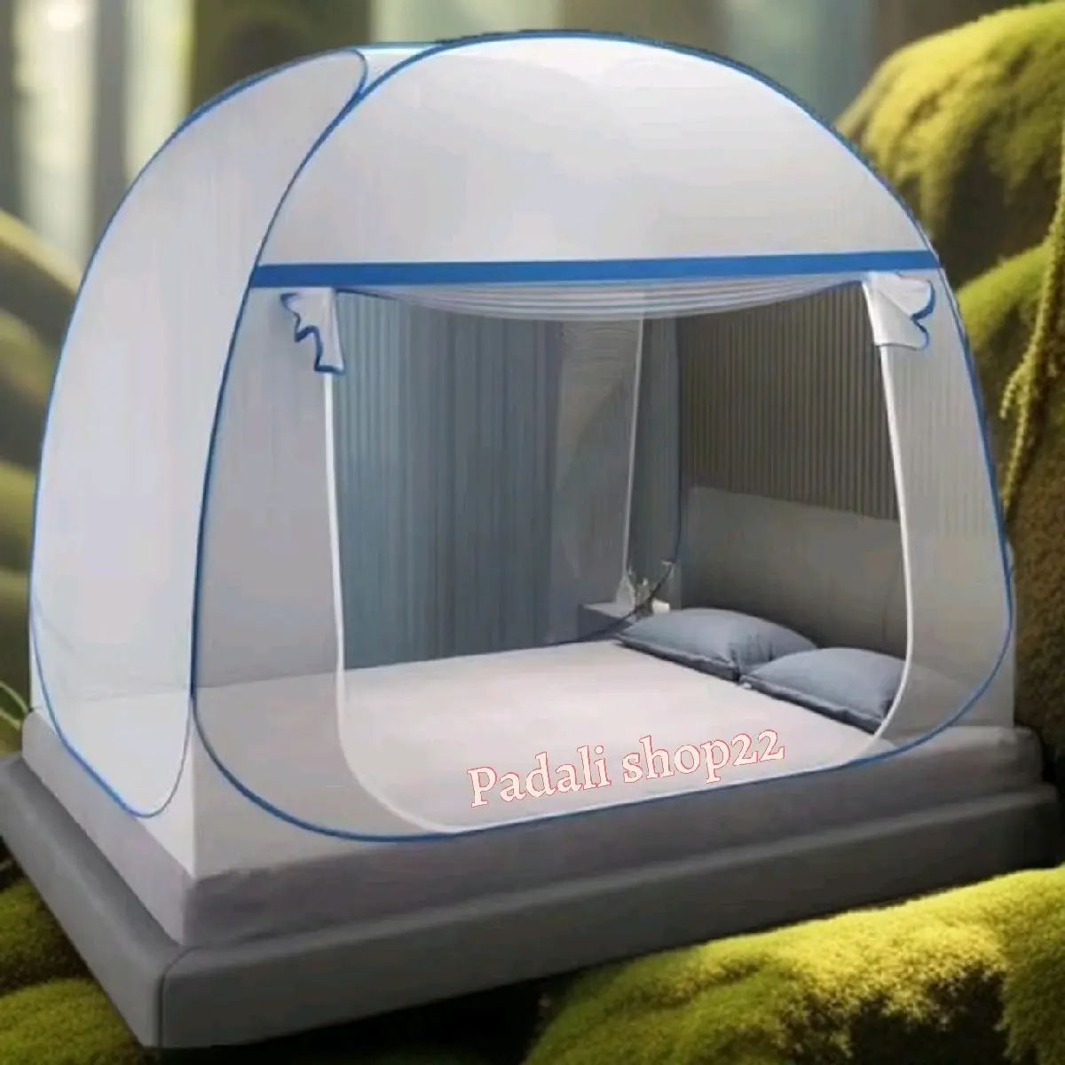 Kelambu Lipat Portabel Kasa tebal Model Tenda Anti Nyamuk Super Jumbo 200x200 King dengan Jaring Tebal lits Biru Hijau Hitam Merah Pink Kain Tali