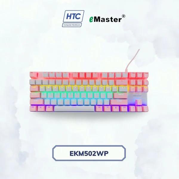 Bàn Phím Cơ EMASTER EKM502WP Trắng Hồng 87 Phím Blue Switch