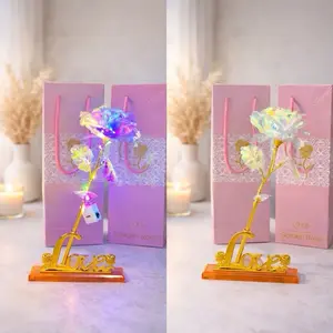 Gift bunga mawar tangkai anti layu dengan box kado wisuda anniversary sidang gift cantik Lampu