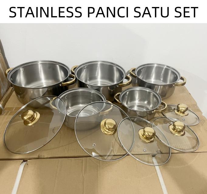 CUCI GUDANGGG !!! Panci 1 set isi 5 merk DNN SUP POT Stainless steel PANCI kukusan tutup glass 6