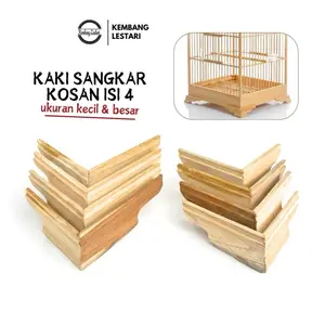 Kaki Sangkar Kosan Jati Isi 4 Pcs Ukuran Besar Kecil Kaki Tebok Sangkar Kacer Kenari