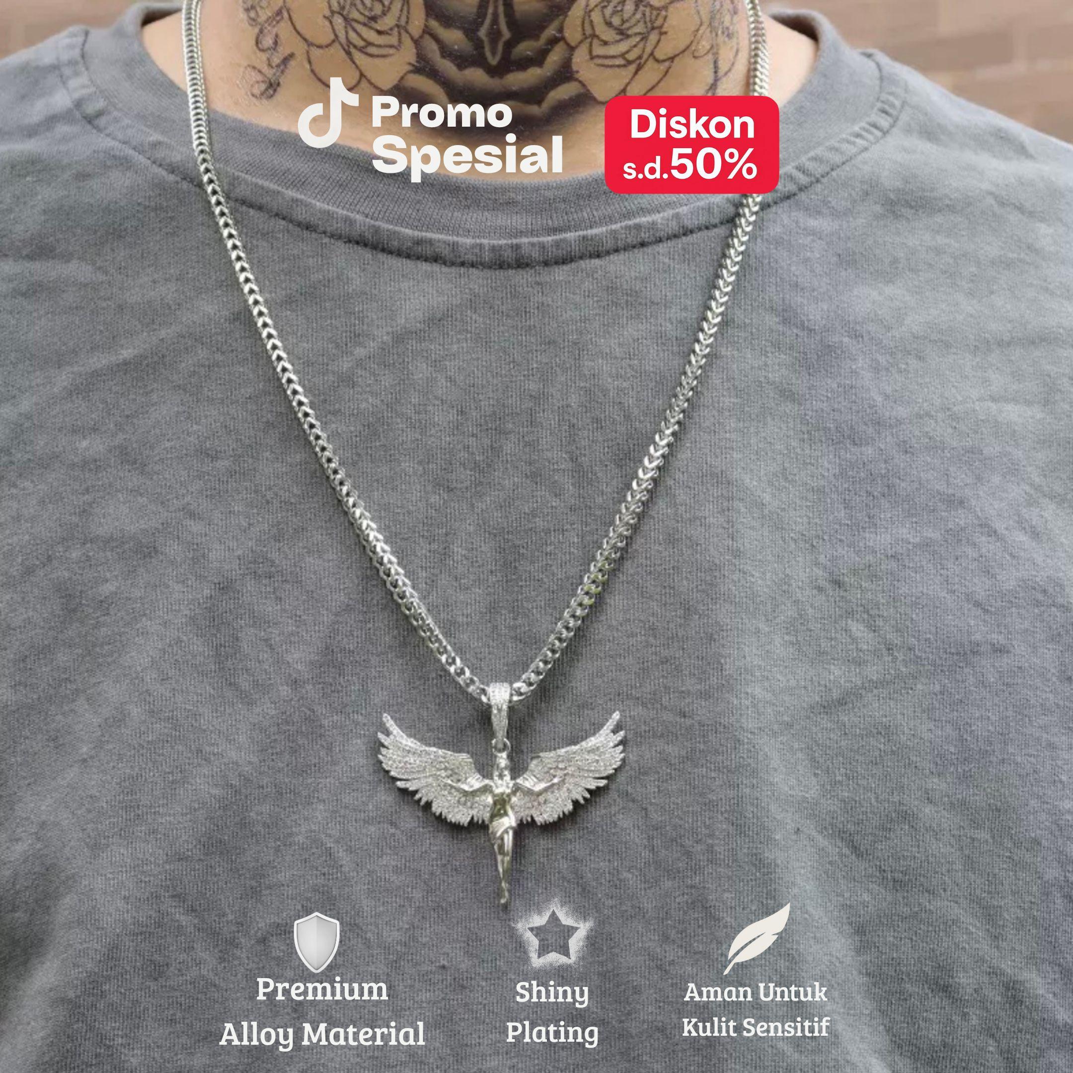 Luxelight - Kalung Angel Wing Zircon Silver – Liontin Malaikat Premium Unisex Luxelight - Kalung Angel Wing Zircon Silver – Liontin Malaikat Premium Unisex