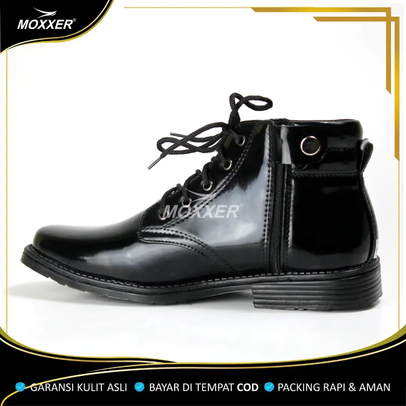Sepatu PDH Kulit Asli 04 Dinas Security Satpam Pria Sepatu Kerja Kantor Oxford Pantofel Glossi Tali Resliting Karet Boots 2