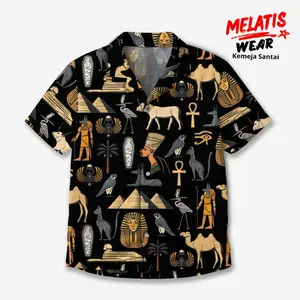 MELATIS WEAR Kemeja Fullprint Motif Mesir Kuno Pharaoh Unik Cowok Cewek Santai MW-40