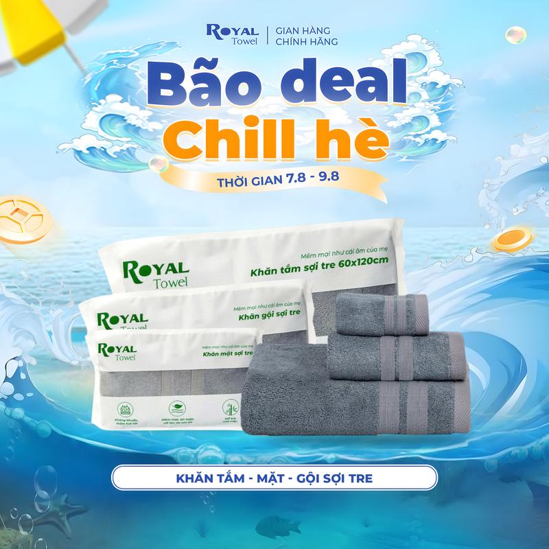 Khăn Tắm Khăn Gội Đầu Khăn Lau Mặt Sợi Tre ROYAL TOWEL Cao Cấp Xuất Nhật, Thấm Hút Không Ra Màu