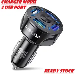 Car Charger Colokan Mobil 2 & 4 Ports QC3.0 3.1A Qualcomm Black White / Fast Charging Hitam Dual USB 3.1A Output Power Adaptor Mobil