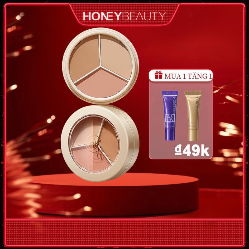  Kem Che Khuyết Điểm Ba Màu HONEY BEAUTY Đa Năng Cho Quầng Thâm Sẹo Và Mụn Trứng Cá 15g Phát Sóng Trực Tiếp 